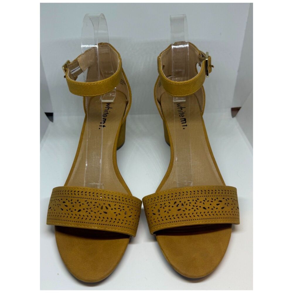 WHITE MT. Chunky Block Heel Mustard Sandals